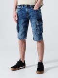 Pantaloni scurți din denim, cu buzunare cargo - albastru - CROPP - small2