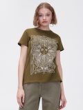 Koszulka oversize z nadrukiem - zielony - CROPP - small1