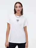 Biała koszulka oversize z haftem - biały - CROPP - small1