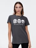 Szara koszulka oversize z nadrukiem - szary - CROPP - small1