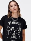 Czarny T-shirt z nadrukiem - czarny - CROPP - small1