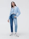 Dwukolorowe mom jeans - niebieski - CROPP - small1