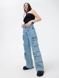 Jeansy wide leg cargo - niebieski - CROPP - small7