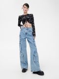 Jeansy wide leg cargo - niebieski - CROPP - small1
