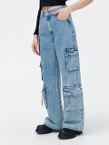 Jeansy wide leg cargo - niebieski - CROPP - small8
