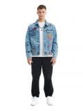 Kurtka jeansowa z nadrukami - niebieski - CROPP - small2