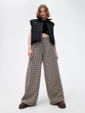 Spodnie wide leg w kratę - beżowy - CROPP - small1