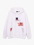 Mikina comfort fit s potiskem a kapucí - bílá - CROPP - small4