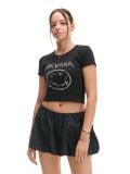 Camiseta negra con estampado - Negro - CROPP - small5