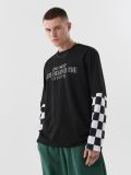 Czarny t-shirt longsleeve z nadrukiem - czarny - CROPP - small3