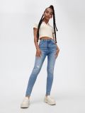 Jeansy skinny z przetarciami - niebieski - CROPP - small1