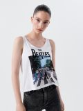 Кроп топ із принтом The Beatles - білий - CROPP - small1