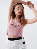 Кроп топ із вишивкою - пастельний рожевий - CROPP - small1