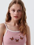 Кроп топ із вишивкою - пастельний рожевий - CROPP - small2