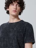 Koszulka z efektem acid wash - czarny - CROPP - small1