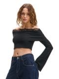 Czarna bluzka hiszpanka - czarny - CROPP - small1