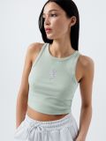 Кроп топ із вишивкою - блідо-зелений - CROPP - small1