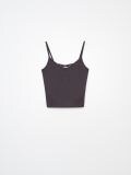 Кроп топ із трикотажу в рубчик - темно-сірий - CROPP - small1