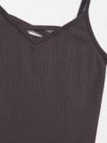 Кроп топ із трикотажу в рубчик - темно-сірий - CROPP - small2