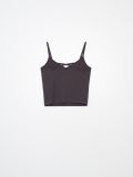 Кроп топ із трикотажу в рубчик - темно-сірий - CROPP - small3