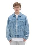 Jeansowa kurtka z nadrukami - niebieski - CROPP - small3
