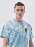 Koszulka tie dye z napisem - niebieski - CROPP - small1