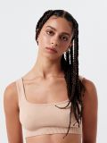 Кроп топ із трикотажу в рубчик - нюдовий - CROPP - small1