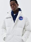 Pikowany płaszcz z kapturem NASA - biały - CROPP - small1