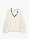 Sweter z ozdobną koronką - kremowy - CROPP - small4