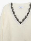 Sweter z ozdobną koronką - kremowy - CROPP - small5