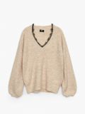 Sweter z ozdobną koronką - beżowy - CROPP - small4