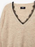 Sweter z ozdobną koronką - beżowy - CROPP - small5