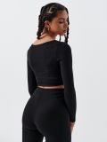 Top cu mânecă lungă - negru - CROPP - small3