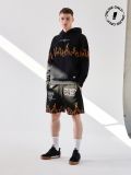 Mikina comfort fit s potiskem a kapucí - černý - CROPP - small1