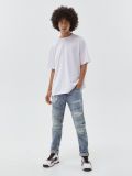 Jeansy slim z dziurami - niebieski - CROPP - small1