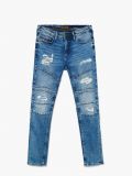 Jeansy slim z dziurami - niebieski - CROPP - small4