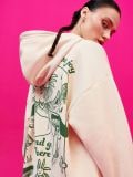 Hanorac oversized cu imprimeu la spate - nude - CROPP - small4