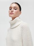Pulover lung din jerseu, cu guler rulat - crem - CROPP - small1