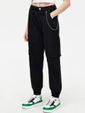 Pantaloni cargo neri con dettaglio a catena - Nero - CROPP - small5