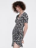 Kopertowa sukienka w kwiaty - czarny - CROPP - small1