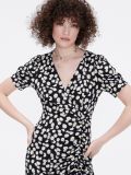 Kopertowa sukienka w kwiaty - czarny - CROPP - small2