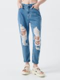 Błękitne jeansy mom z wysokim stanem - niebieski - CROPP - small1