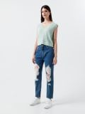 Niebieskie jeansy mom z wysokim stanem - niebieski - CROPP - small1
