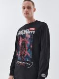 Langarm-T-Shirt mit Druck - Schwarz - CROPP - small1