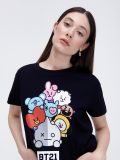Czarny t-shirt z motywem BT21 - czarny - CROPP - small2