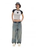 Niebieskie jeansy baggy z efektem sprania - niebieski - CROPP - small2