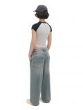 Niebieskie jeansy baggy z efektem sprania - niebieski - CROPP - small3