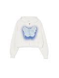 Krótka biała bluza z motylem - biały - CROPP - small3