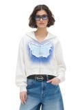 Krótka biała bluza z motylem - biały - CROPP - small1