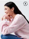 Szenilowy sweter z ozdobnym splotem - różowy - CROPP - small1